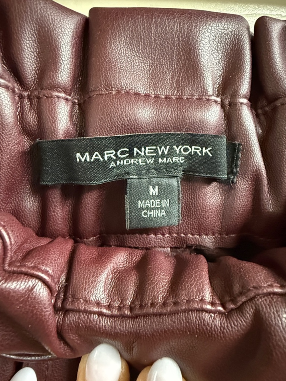 Marc New York Burgundy Faux-Leather A-Line Skirt - Picture 2 of 4